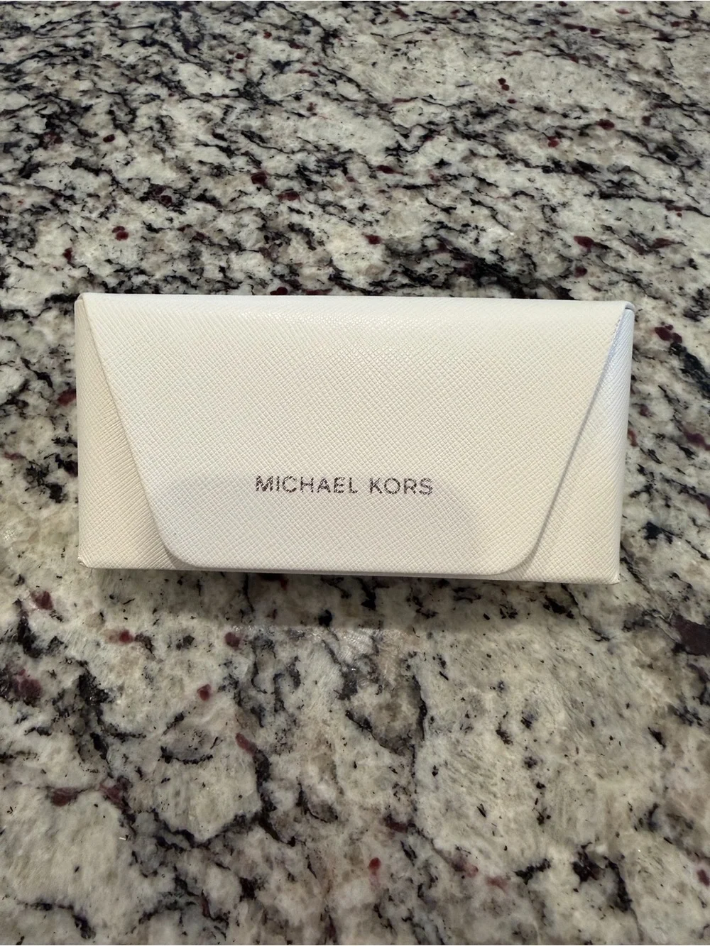Michael Kors white with silver lettering Sunglass Case 6.5” x 3”